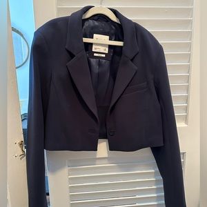 Navy cropped blazer EUC
